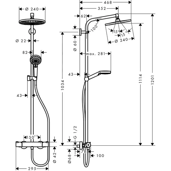 Душевая система Hansgrohe Crometta S240 1jet, хром (27267000) Душевая система Hansgrohe Crometta S240 1jet, хром (27267000)