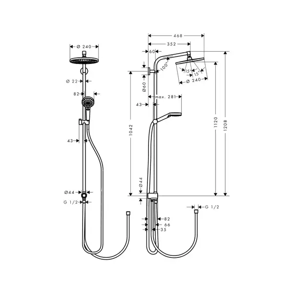 HANSGROHE Душевая система Crometta S 240 1jet Showerpipe Reno (27270000) фото 2 Aquada.com.ua HANSGROHE Душевая система Crometta S 240 1jet Showerpipe Reno (27270000) фото 2 Aquada.com.ua