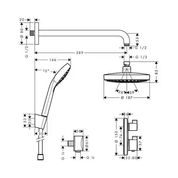 Hansgrohe Croma Select S Душевая система, хром (27295000) Hansgrohe Croma Select S Душевая система, хром (27295000)