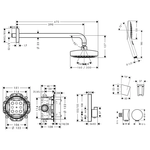 GROHE Hansgrohe Душевой набор (верхний, ручной душ, ibox, термостат) Raindance Select E/ShowerSelect (27296000) фото 2 Aquada.com.ua GROHE Hansgrohe Душевой набор (верхний, ручной душ, ibox, термостат) Raindance Select E/ShowerSelect (27296000) фото 2 Aquada.com.ua
