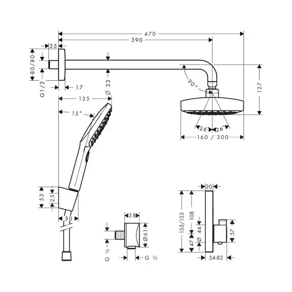 Душовий комплект, Hansgrohe Raindance Select E / ShowerSelect E, (27296000) Душовий комплект, Hansgrohe Raindance Select E / ShowerSelect E, (27296000)