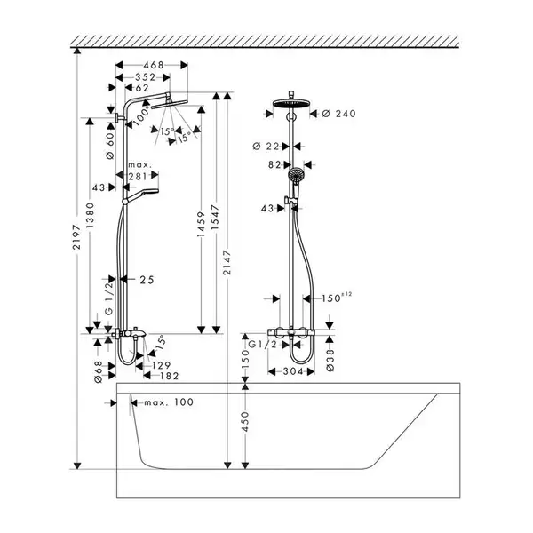 Hansgrohe Crometta S 240 Душевая система для ванны, хром (27320000) Hansgrohe Crometta S 240 Душевая система для ванны, хром (27320000)