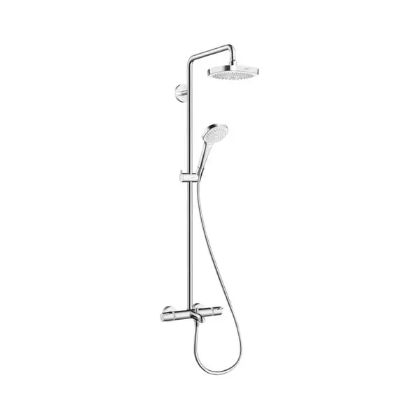 Душевая система с термостатом Hansgrohe Croma Select E Showerpipe 180 2jet (цвет - хром/белый) (27352400) фото 1 Aquada.com.ua