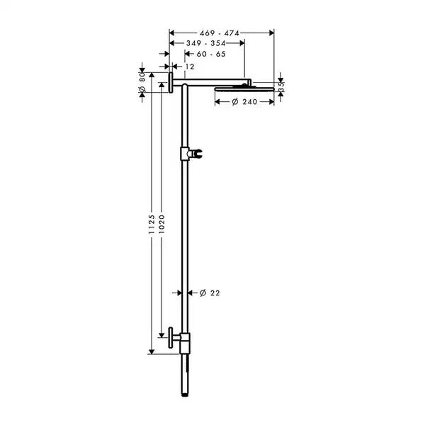 Душевой гарнитур Hansgrohe Raindance Connect 240 Showerpipe (цвет - хром) (27421000) фото 3 Aquada.com.ua