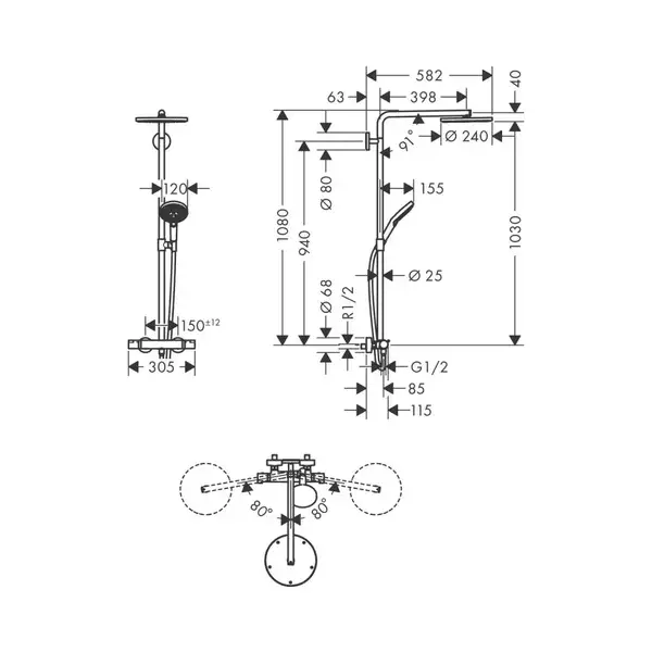 Hansgrohe Raindance Select S 3jet Душевая система, черный (27633670)