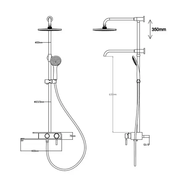Душова система Qtap WHI 1110 (QT1110WHI) фото 2 Aquada.com.ua Душова система Qtap WHI 1110 (QT1110WHI) фото 2 Aquada.com.ua