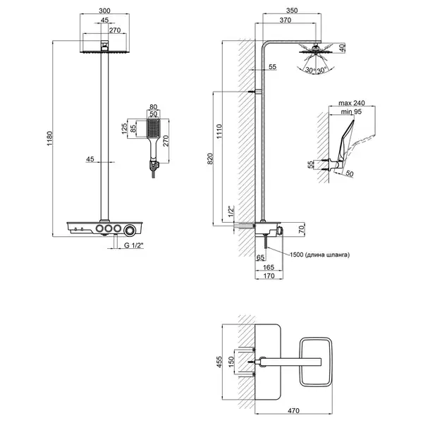 Душова система Qtap Sloup 57T106VKNW (QTSL57T106VKNW) фото 2 Aquada.com.ua Душова система Qtap Sloup 57T106VKNW (QTSL57T106VKNW) фото 2 Aquada.com.ua