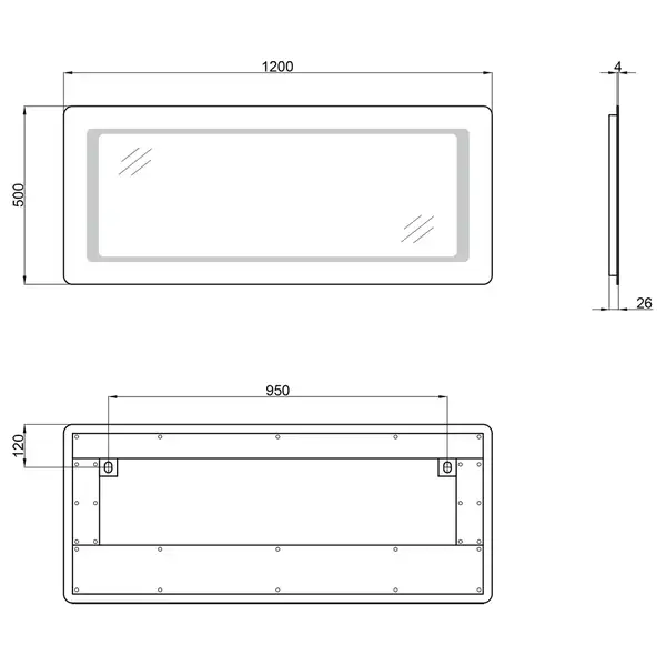 Дзеркало Qtap Leo 1200х500 QT117814276080W Дзеркало Qtap Leo 1200х500 QT117814276080W