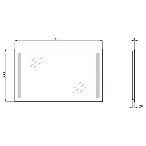 Дзеркало Qtap Mideya 1000х600 QT20781403W Дзеркало Qtap Mideya 1000х600 QT20781403W