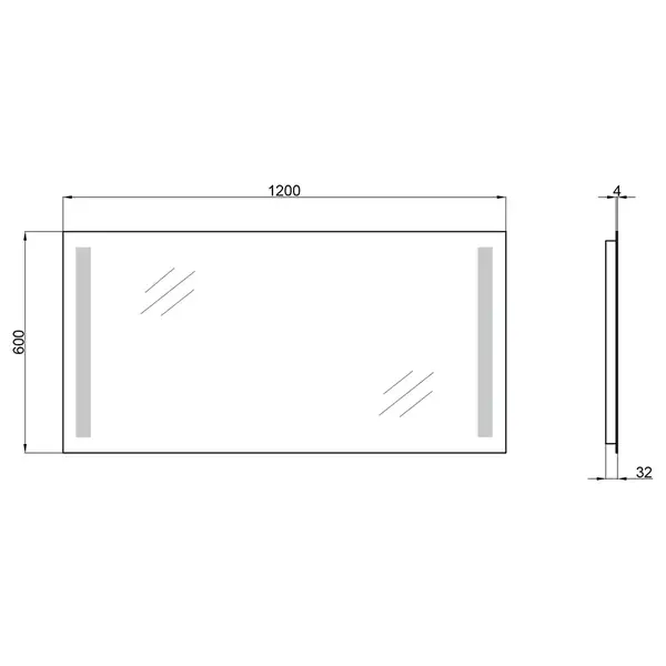 Дзеркало Qtap Mideya 1200х600 QT20783502W Дзеркало Qtap Mideya 1200х600 QT20783502W