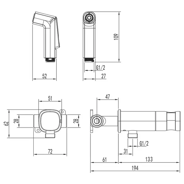 IMPRESE Набор для биде (VR30704U-BT) фото 2 Aquada.com.ua