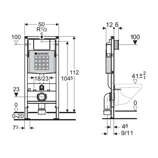 Инсталляция Geberit Duofix (3-в-1) в комплекте с клавишей Sigma 01, латунь (111.300.00.5+156.050.00.1+111.815.00.1+115.770.DT.5) фото 2 Aquada.com.ua