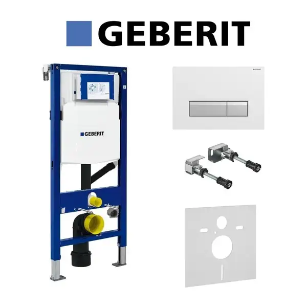 Инсталляция Geberit Duofix (3-в-1) в комплекте с клавишей Sigma 40 (функция поглащения запахов), белый/мат/алюминий (111.370.00.5+156.050.00.1+111.815.00.1+115.600.KQ.1) фото 1 Aquada.com.ua