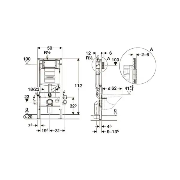 Инсталляция Geberit Duofix (3-в-1) в комплекте с клавишей Sigma 40 (функция поглащения запахов), белый/мат/алюминий (111.370.00.5+156.050.00.1+111.815.00.1+115.600.KQ.1) фото 3 Aquada.com.ua