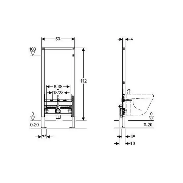 Geberit Duofix Инсталляция для подвесного биде (111.520.00.1) Geberit Duofix Инсталляция для подвесного биде (111.520.00.1)