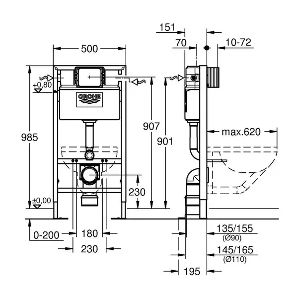 GROHE Инсталяционная система для подвесного унитаза Rapid SL (38586001) фото 2 Aquada.com.ua GROHE Инсталяционная система для подвесного унитаза Rapid SL (38586001) фото 2 Aquada.com.ua