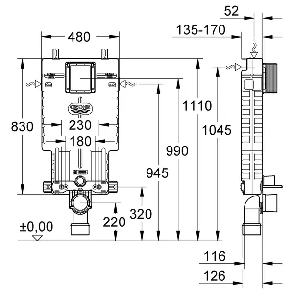 Інсталяція для унітазу із EPS корпусом Grohe (38643001) Інсталяція для унітазу із EPS корпусом Grohe (38643001)