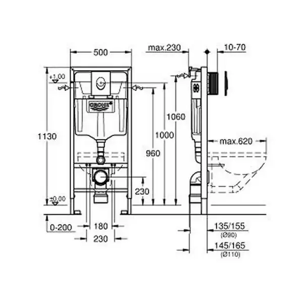 Grohe Rapid SL Система інсталяції для унітазу, хром (38721001) Grohe Rapid SL Система інсталяції для унітазу, хром (38721001)