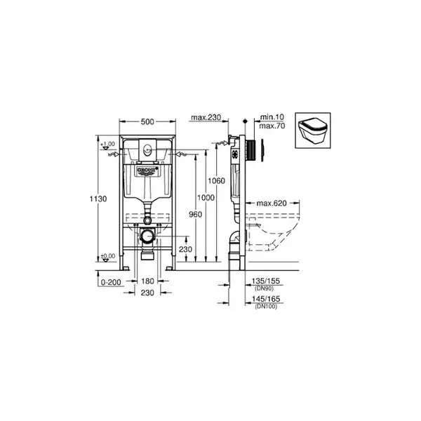 Grohe Rapid SL Система інсталяції для унітазу, хром (38721001) Grohe Rapid SL Система інсталяції для унітазу, хром (38721001)
