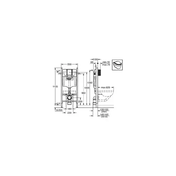 Grohe Rapid SL Система інсталяції для унітазу, хром (38721001) Grohe Rapid SL Система інсталяції для унітазу, хром (38721001)
