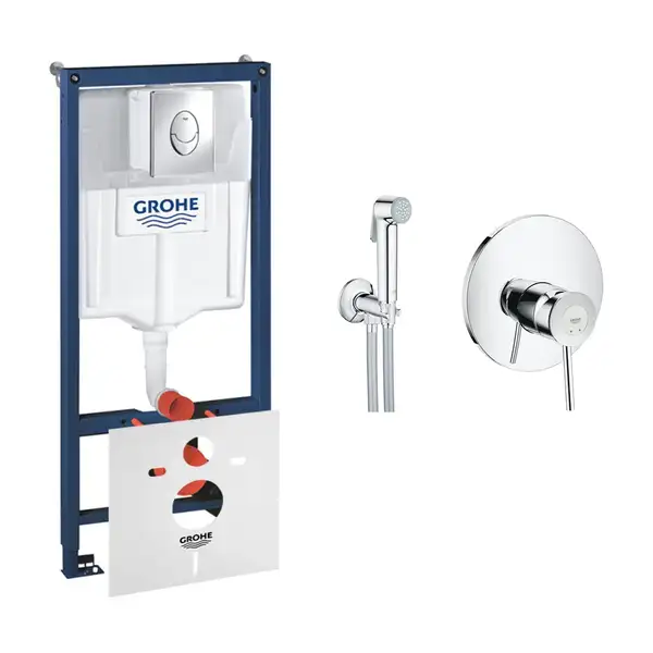 Комплект Grohe инсталляция Rapid SL 38721001 + набор для гигиенического душа со смесителем BauClassic 2904800S (387210012904800S) Комплект Grohe инсталляция Rapid SL 38721001 + набор для гигиенического душа со смесителем BauClassic 2904800S (387210012904800S)