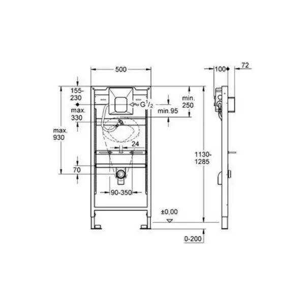 Grohe Rapid SL Інсталяція для пісуара, 1.13/1.30 м (38786001)