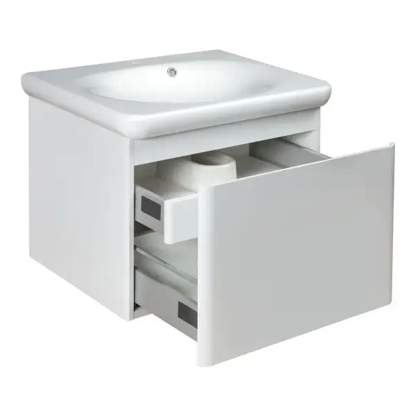Тумба с раковиной Devit Fly 640 x 500 x 510 мм белый глянец (0020120W) фото 3 Aquada.com.ua
