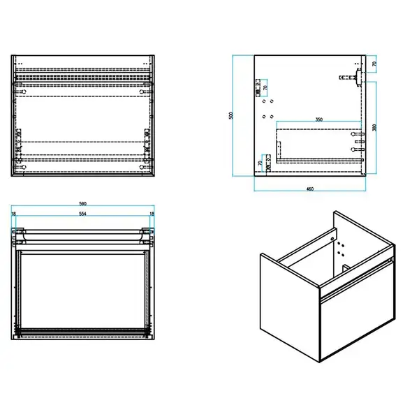 Тумба с раковиной 60 см Devit Up, белый (0W20120W) фото 2 Aquada.com.ua