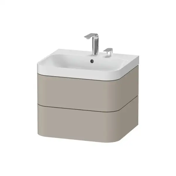 Тумба подвесная с раковиной c-shaped Duravit Happy D.2 Plus 57,5 х 49 см, серо-коричневый шелковисто-матовый лак (HP4345E6060) фото 1 Aquada.com.ua Тумба подвесная с раковиной c-shaped Duravit Happy D.2 Plus 57,5 х 49 см, серо-коричневый шелковисто-матовый лак (HP4345E6060) фото 1 Aquada.com.ua