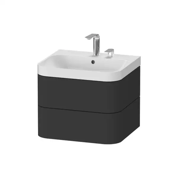 Тумба подвесная с раковиной c-shaped Duravit Happy D.2 Plus 57,5 х 49 см, графит суперматовый (HP4345E8080) фото 1 Aquada.com.ua Тумба подвесная с раковиной c-shaped Duravit Happy D.2 Plus 57,5 х 49 см, графит суперматовый (HP4345E8080) фото 1 Aquada.com.ua