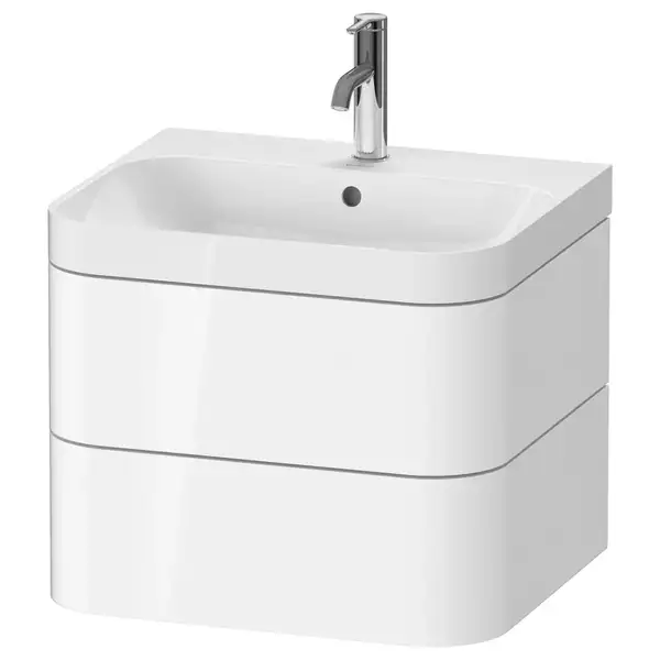 Тумба подвесная с раковиной c-shaped Duravit Happy D.2 Plus 57,5 х 49 см, белый глянец (HP4345O2222) фото 1 Aquada.com.ua Тумба подвесная с раковиной c-shaped Duravit Happy D.2 Plus 57,5 х 49 см, белый глянец (HP4345O2222) фото 1 Aquada.com.ua