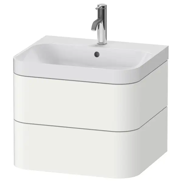 Тумба подвесная с раковиной c-shaped Duravit Happy D.2 Plus 57,5 х 49 см, белый шелковисто-матовый лак (HP4345O3636) фото 1 Aquada.com.ua Тумба подвесная с раковиной c-shaped Duravit Happy D.2 Plus 57,5 х 49 см, белый шелковисто-матовый лак (HP4345O3636) фото 1 Aquada.com.ua