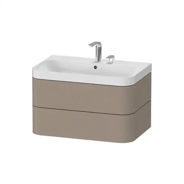 Тумба подвесная с раковиной c-shaped Duravit Happy D.2 Plus 77,5 х 49 см, лён (HP4347E7575) фото 1 Aquada.com.ua Тумба подвесная с раковиной c-shaped Duravit Happy D.2 Plus 77,5 х 49 см, лён (HP4347E7575) фото 1 Aquada.com.ua