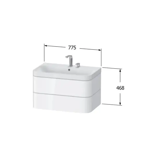 Тумба подвесная с раковиной c-shaped Duravit Happy D.2 Plus 77,5 х 49 см, лён (HP4347E7575) фото 2 Aquada.com.ua Тумба подвесная с раковиной c-shaped Duravit Happy D.2 Plus 77,5 х 49 см, лён (HP4347E7575) фото 2 Aquada.com.ua