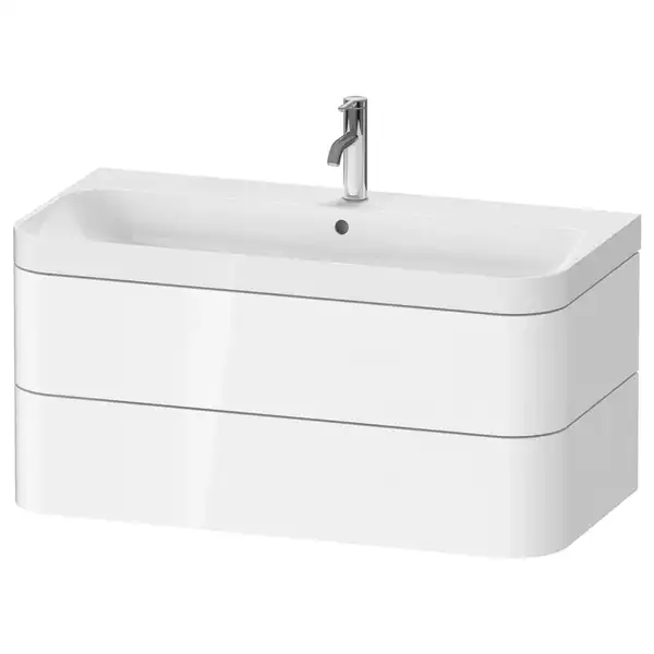 Тумба подвесная с раковиной c-shaped Duravit Happy D.2 Plus 97,5 х 49 см, белый глянец (HP4348E2222) фото 1 Aquada.com.ua