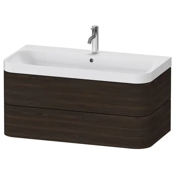 Тумба подвесная с раковиной c-shaped Duravit Happy D.2 Plus 97,5 х 49 см, орех брашированный (HP4348E6969) фото 1 Aquada.com.ua Тумба подвесная с раковиной c-shaped Duravit Happy D.2 Plus 97,5 х 49 см, орех брашированный (HP4348E6969) фото 1 Aquada.com.ua