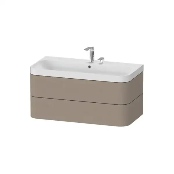 Тумба подвесная с раковиной c-shaped Duravit Happy D.2 Plus 97,5 х 49 см, лён (HP4348E7575) фото 1 Aquada.com.ua Тумба подвесная с раковиной c-shaped Duravit Happy D.2 Plus 97,5 х 49 см, лён (HP4348E7575) фото 1 Aquada.com.ua