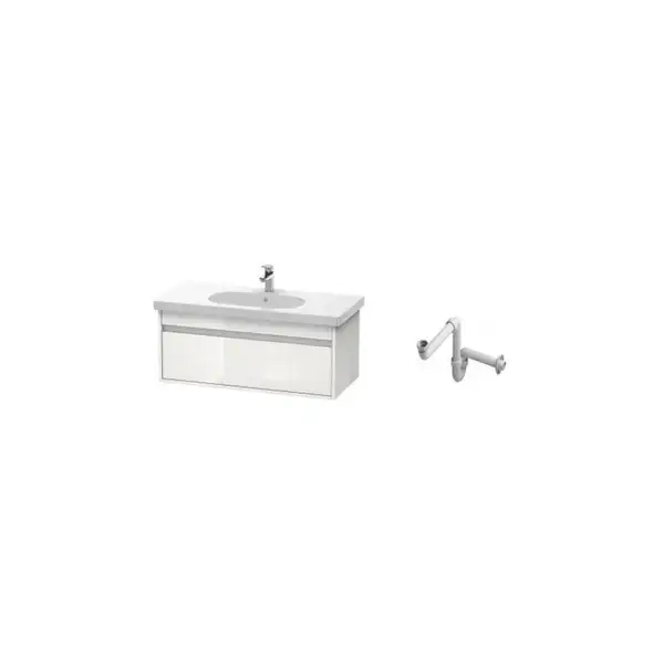 DURAVIT Тумба под умывальник 100 см, матовый белый + раковина с 1 отв. 105 см + сифон, белый (KT66681818111) фото 1 Aquada.com.ua