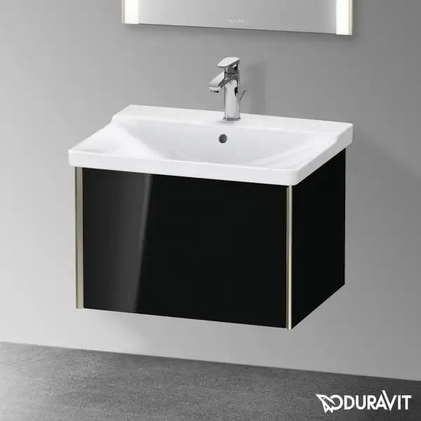 Тумба подвесная под раковину Duravit XViu 61 x 46,9 см, чёрный глянцевый (XV40150B140) фото 2 Aquada.com.ua