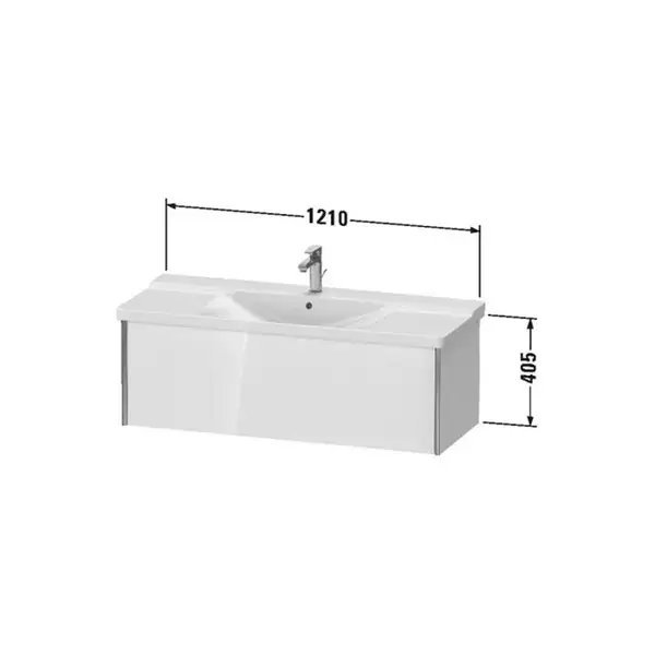 Тумба подвесная под раковину Duravit XViu 121 x 46,9 см, чёрный глянцевый (XV40180B140) фото 3 Aquada.com.ua