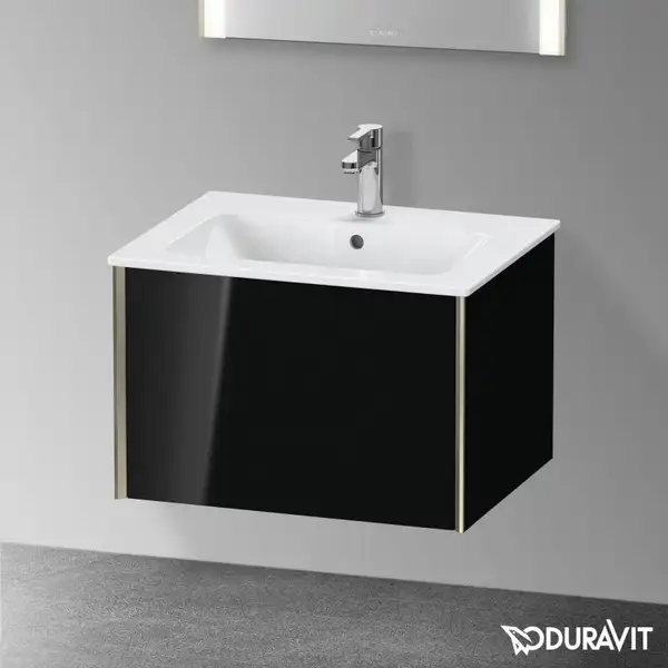 Тумба подвесная под раковину Duravit XViu 61 x 48 см, чёрный глянцевый (XV40250B140) фото 2 Aquada.com.ua