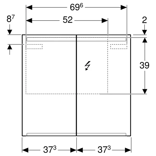 Зеркальный шкафчик 75 см, с подсветкой Geberit Option (500.205.00.1)