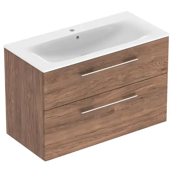 Тумба с раковиной Geberit Selnova Square slim rim 100, тёмный орех (501.246.00.1) фото 1 Aquada.com.ua
