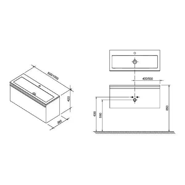 RAVAK Тумба под раковину SD Clear 80x38x42 см белый/черешня (X000000758) фото 5 Aquada.com.ua