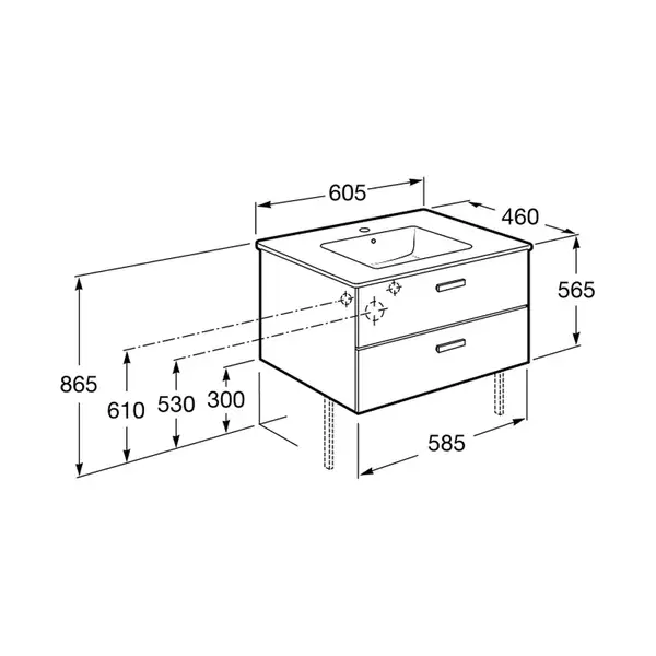 Тумба з умивальником Roca Victoria Basic 600х460, береза (A855854422) Тумба з умивальником Roca Victoria Basic 600х460, береза (A855854422)