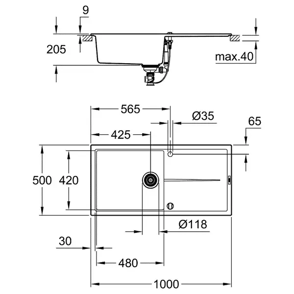Композитна мийка для кухні Grohe K400 (31641AP0) Композитна мийка для кухні Grohe K400 (31641AP0)