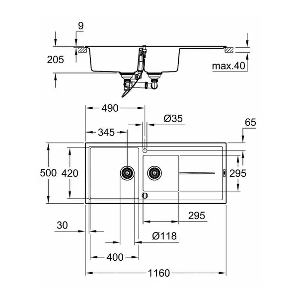 GROHE Мойка кварцевая Sink K400 (31643AP0) GROHE Мойка кварцевая Sink K400 (31643AP0)