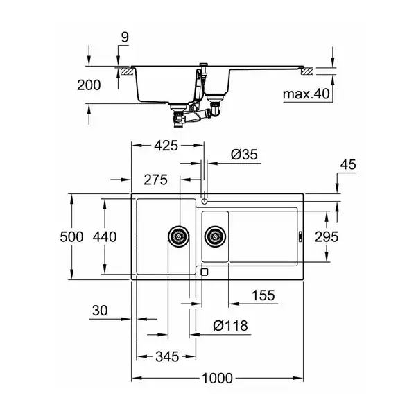 GROHE Мойка кварцевая Sink K500 (31646AT0) GROHE Мойка кварцевая Sink K500 (31646AT0)