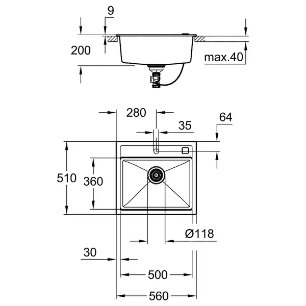 Композитна мийка для кухні Grohe K700 (31651AT0)