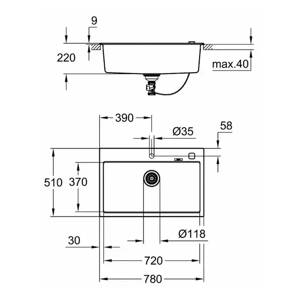 GROHE Мойка кварцевая Sink K700 (31652AT0) GROHE Мойка кварцевая Sink K700 (31652AT0)